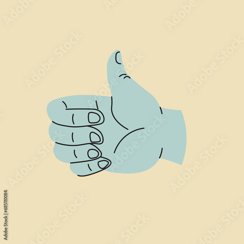 Positive and affirmative gesture, thumb upward