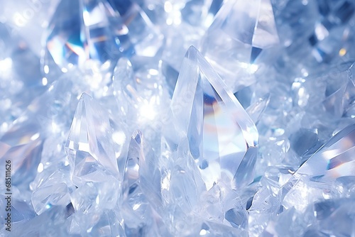 White crystals shimmering under the rays of light.