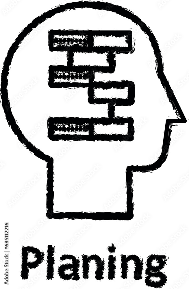 Human, scheme, plan in mind vector icon in grunge style Human, scheme, plan in mind vector icon in grunge style
