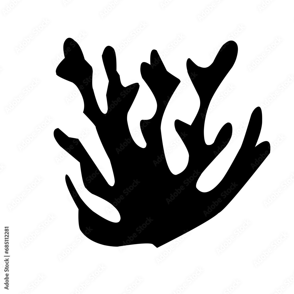 sea corals and seaweed black silhouette sea corals and seaweed black silhouette