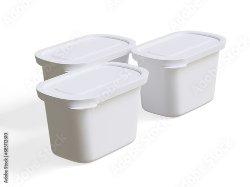 Realistic plastic container packaging or plastic food for mockup collection rendering 3D illustration isolated on white background © Ambo