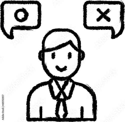decision, right, wrong vector icon in grunge style
