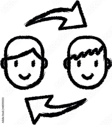 Exchange, work, arrows vector icon in grunge style