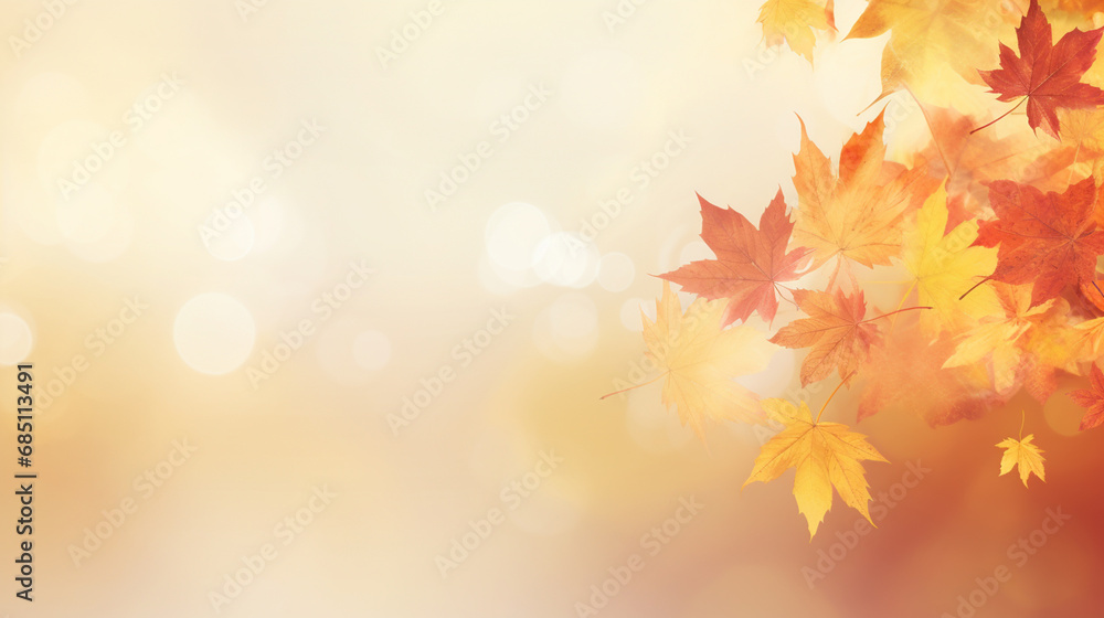 Autumn background with leaves on the wall. Abstract autumn scene.Generative AI Autumn background with leaves on the wall. Abstract autumn scene.Generative AI