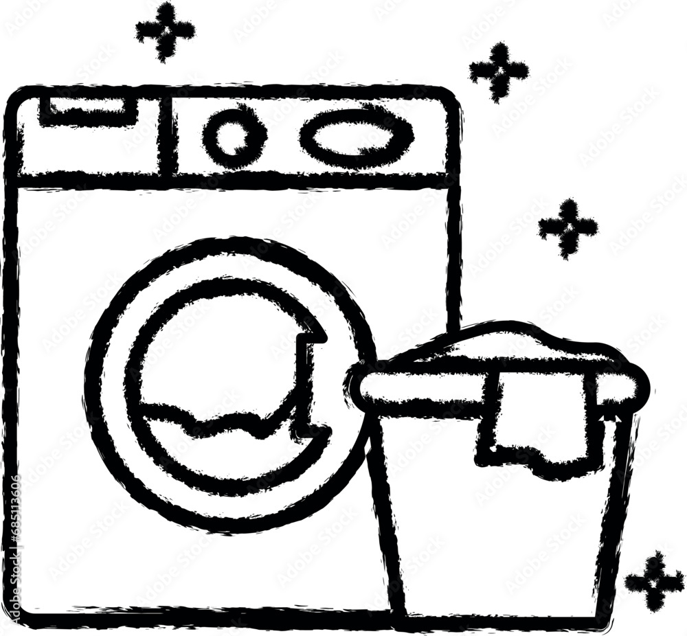 Washing machine, clothes vector icon in grunge style Washing machine, clothes vector icon in grunge style