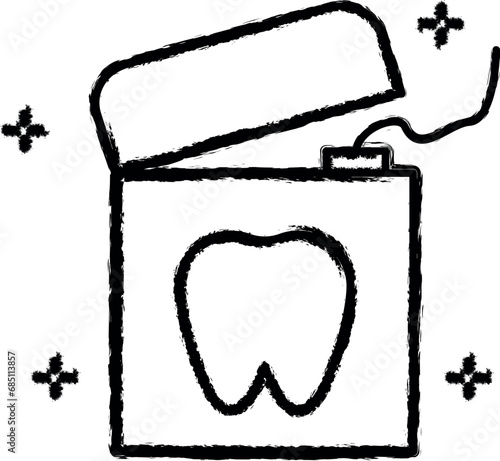 Dental floss, hygiene vector icon in grunge style