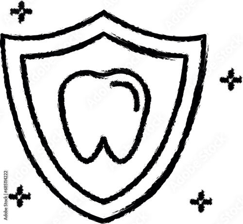Shield, tooth vector icon in grunge style