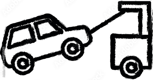 insurance, towed car, tow vector icon in grunge style