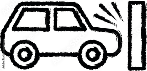 frontal crash, car, accident, insurance vector icon in grunge style