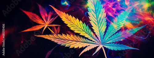 cannabis or marijuana multicolored leaf.Generative AI