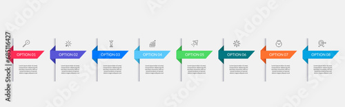 Vector Infographic design business template with icons and 8 options or steps.