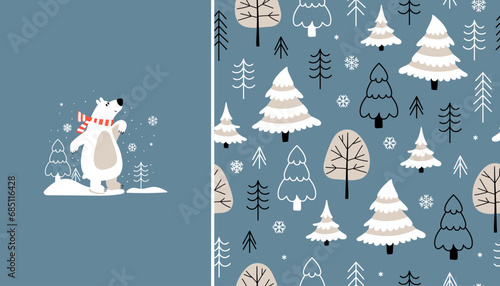 Winter pattern and polar bear