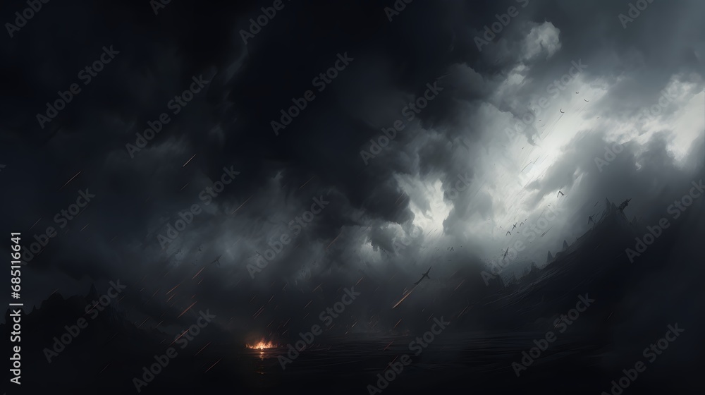 A powerful storm with dark clouds against a transparent background A powerful storm with dark clouds against a transparent background