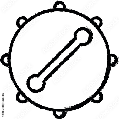 bodhran, Ireland, drum vector icon in grunge style