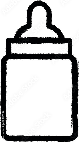 Bottle, nipple vector icon in grunge style