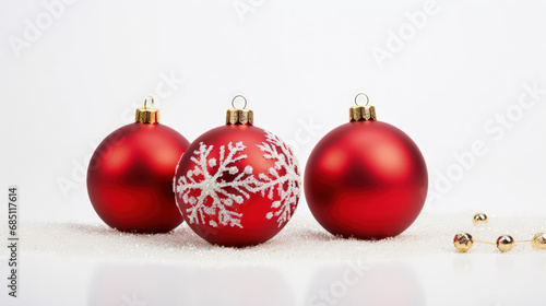 Christmas decorations on a white background, white space fot text