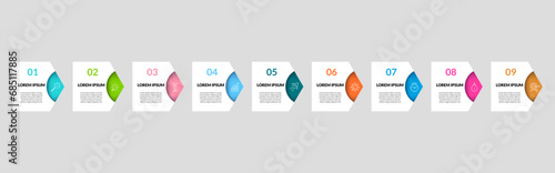Vector Infographic design business template with icons and 9 options or steps.