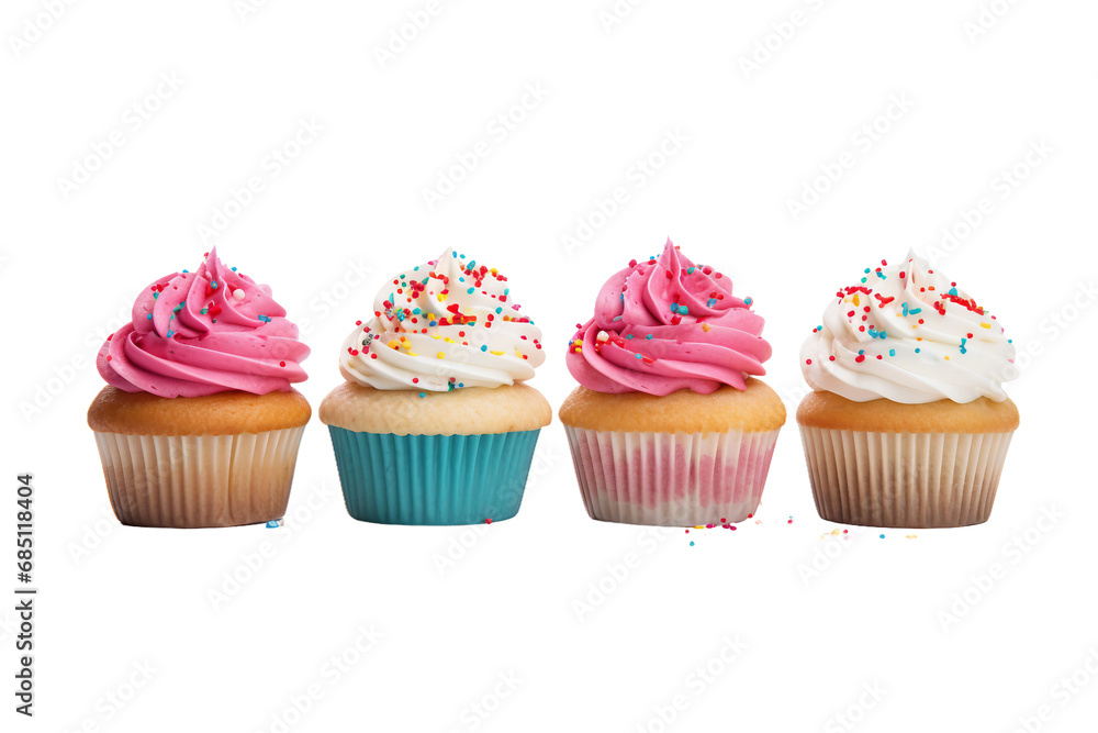 Frosty Elegance Cupcakes with Sprinkles on a transparent background