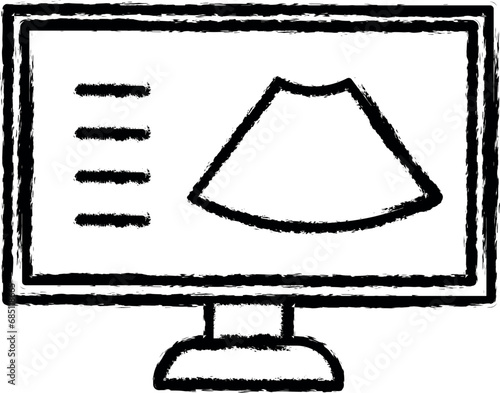 Ultrasound, monitor vector icon in grunge style