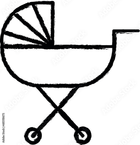 Pushchair vector icon in grunge style