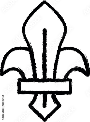 Medieval, fleur de lis vector icon in grunge style