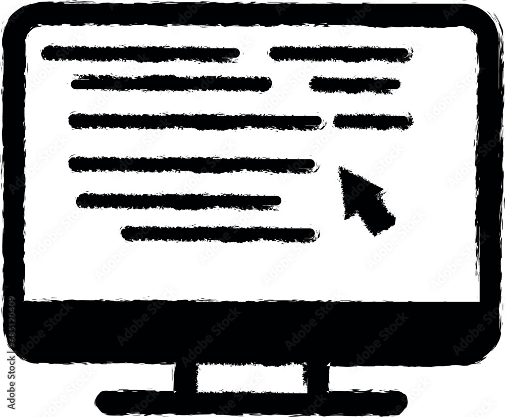 Obraz premium monitor, cursor vector icon in grunge style