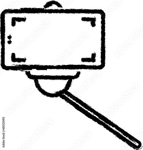 camera, photo, selfie, stick, phone vector icon in grunge style