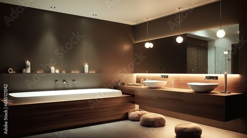 beautiful  modern bathroom with mood lighting