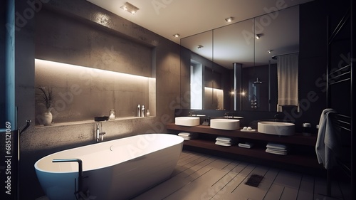 beautiful  modern bathroom with mood lighting
