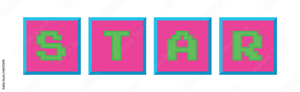Word star from keyboard buttons in y2k style. Vector illustration Word star from keyboard buttons in y2k style. Vector illustration