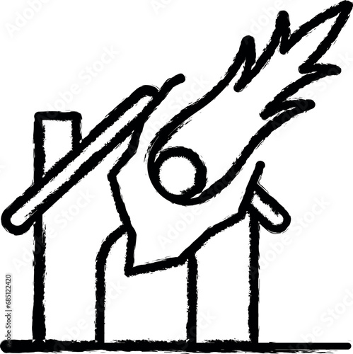 House, meteorite vector icon in grunge style