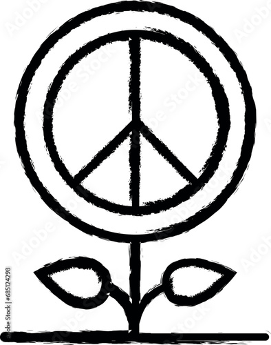 Plant peace symbol vector icon in grunge style