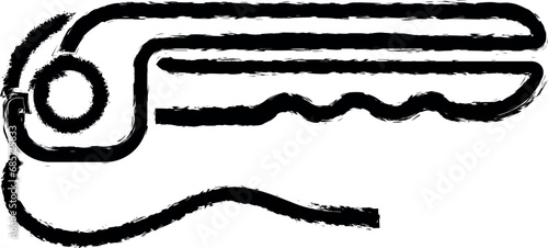 Hair straightener vector icon in grunge style