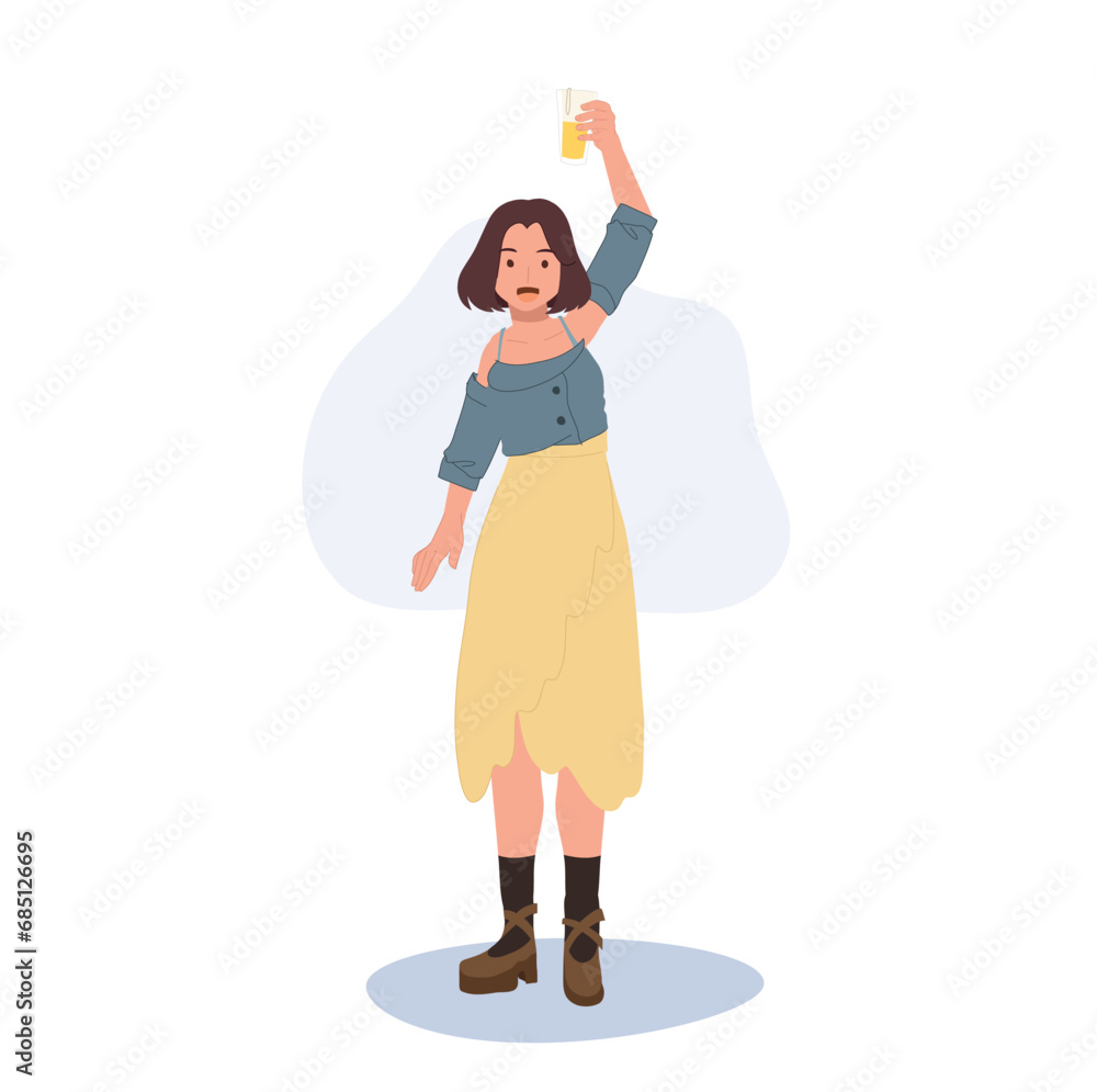 Cheerful Woman Enjoying Beer. Smiling Woman with Beer Glass, Perfect for Party Invitations Cheerful Woman Enjoying Beer. Smiling Woman with Beer Glass, Perfect for Party Invitations