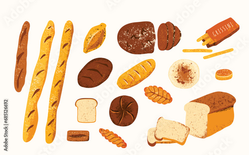 Bread, bakery vector illustration. Homemade baked products of