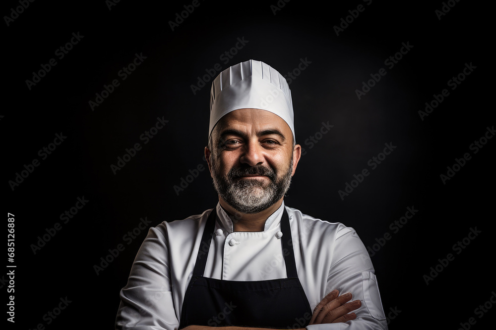 Confident and attractive chef in uniform, standing in a restaurant kitchen, exuding expertise and culinary leadership. Confident and attractive chef in uniform, standing in a restaurant kitchen, exuding expertise and culinary leadership.