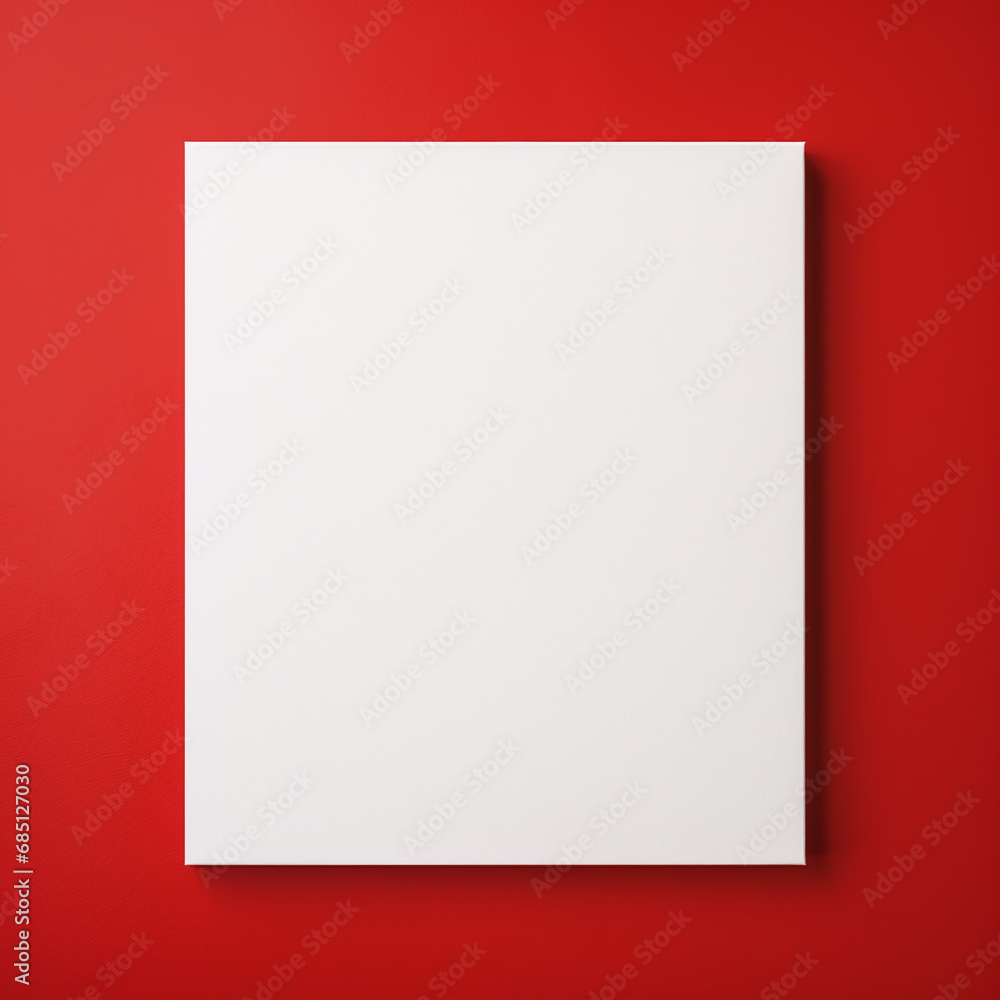 white canvas mock up for custom prints basic print on demand template isolated on red background for advertising white canvas mock up for custom prints basic print on demand template isolated on red background for advertising
