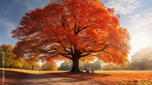 Colorful Autumn Landscape with Maple Trees generated by AI tool