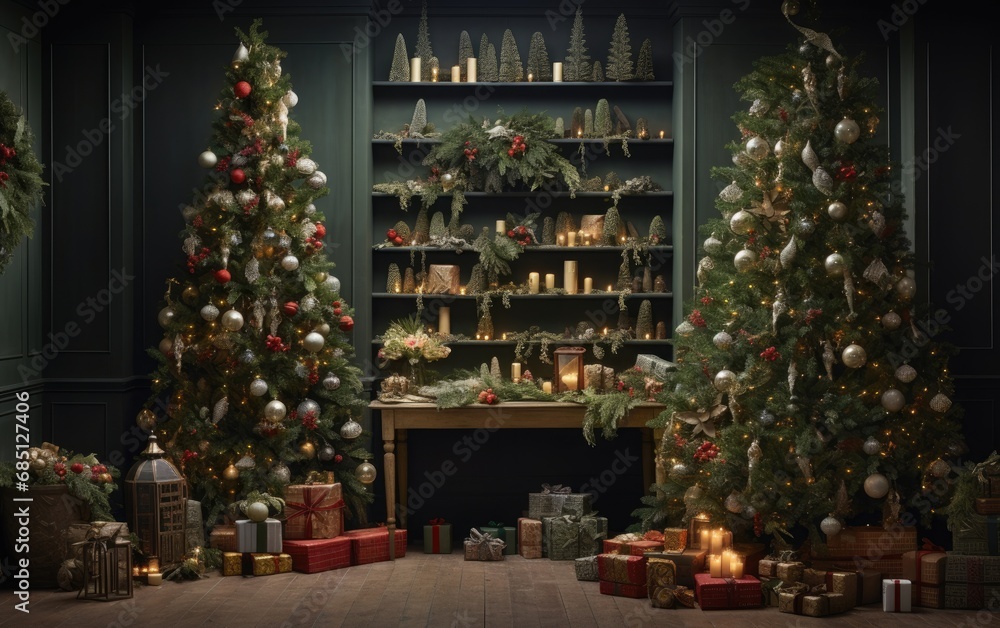 Decorated Christmas trees in a living room Decorated Christmas trees in a living room