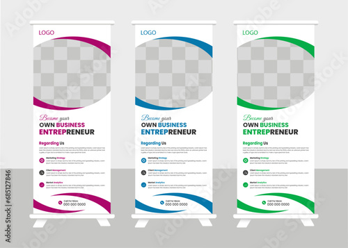 minimalist Corporate business  banner template. Roll up banner stand template design, 