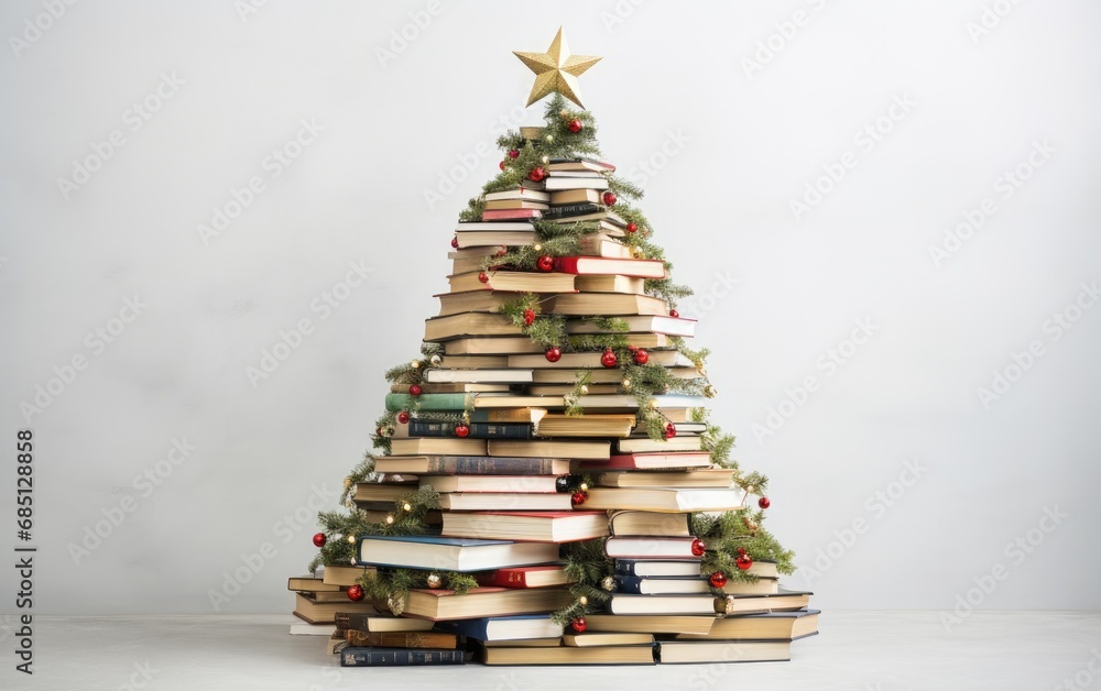 A Christmas tree crafted from neatly arranged on a white background A Christmas tree crafted from neatly arranged on a white background