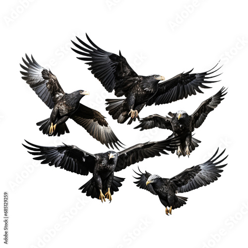 Flock of eagles isolated on white background transparent background