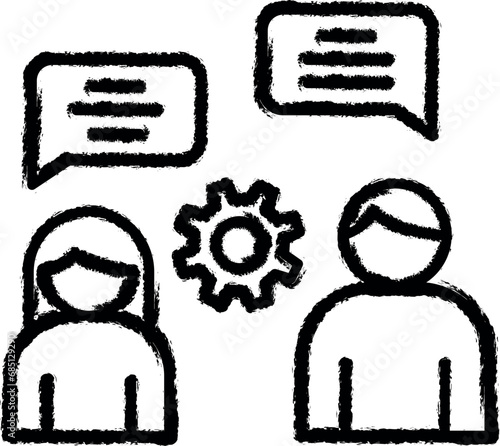 Training pupils chat bubbles vector icon in grunge style