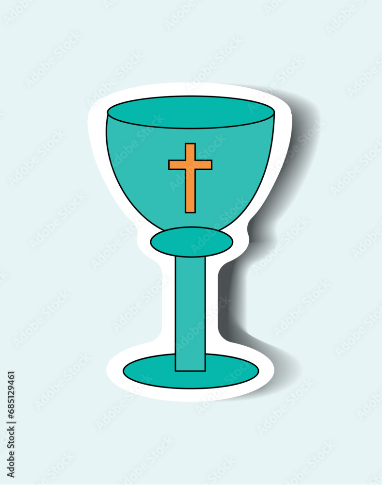 Christian Christmas element of set in sticker design. This colorful sticker feature festive glass of wine in a Christian-themed design. Vector illustration. Christian Christmas element of set in sticker design. This colorful sticker feature festive glass of wine in a Christian-themed design. Vector illustration.