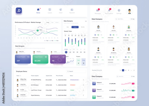 UI UX Infographic dashboard. UI design with graphs  charts and diagrams. Web interface template