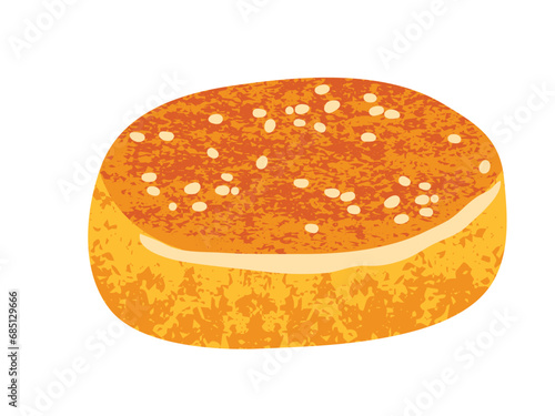 Hamburger bun with sesame vector illustration isolated on white