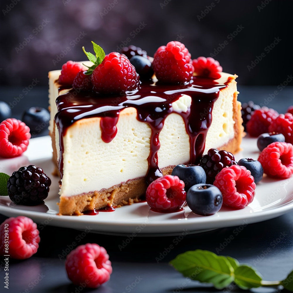 image of cheesecake, served with fresh berries, whipped cream, and a drizzle of raspberry sauce, cheesecake with berries image of cheesecake, served with fresh berries, whipped cream, and a drizzle of raspberry sauce, cheesecake with berries