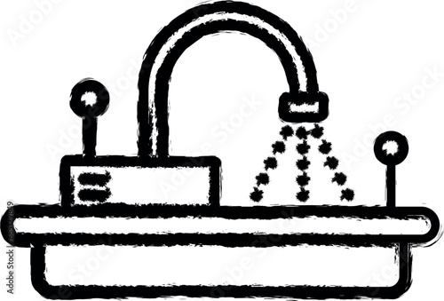 Smart faucet vector icon in grunge style