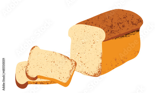 Bread loaf toast slice vector illustration isolated on white