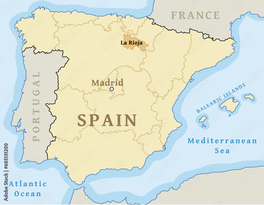 La Rioja location on map of Spain
